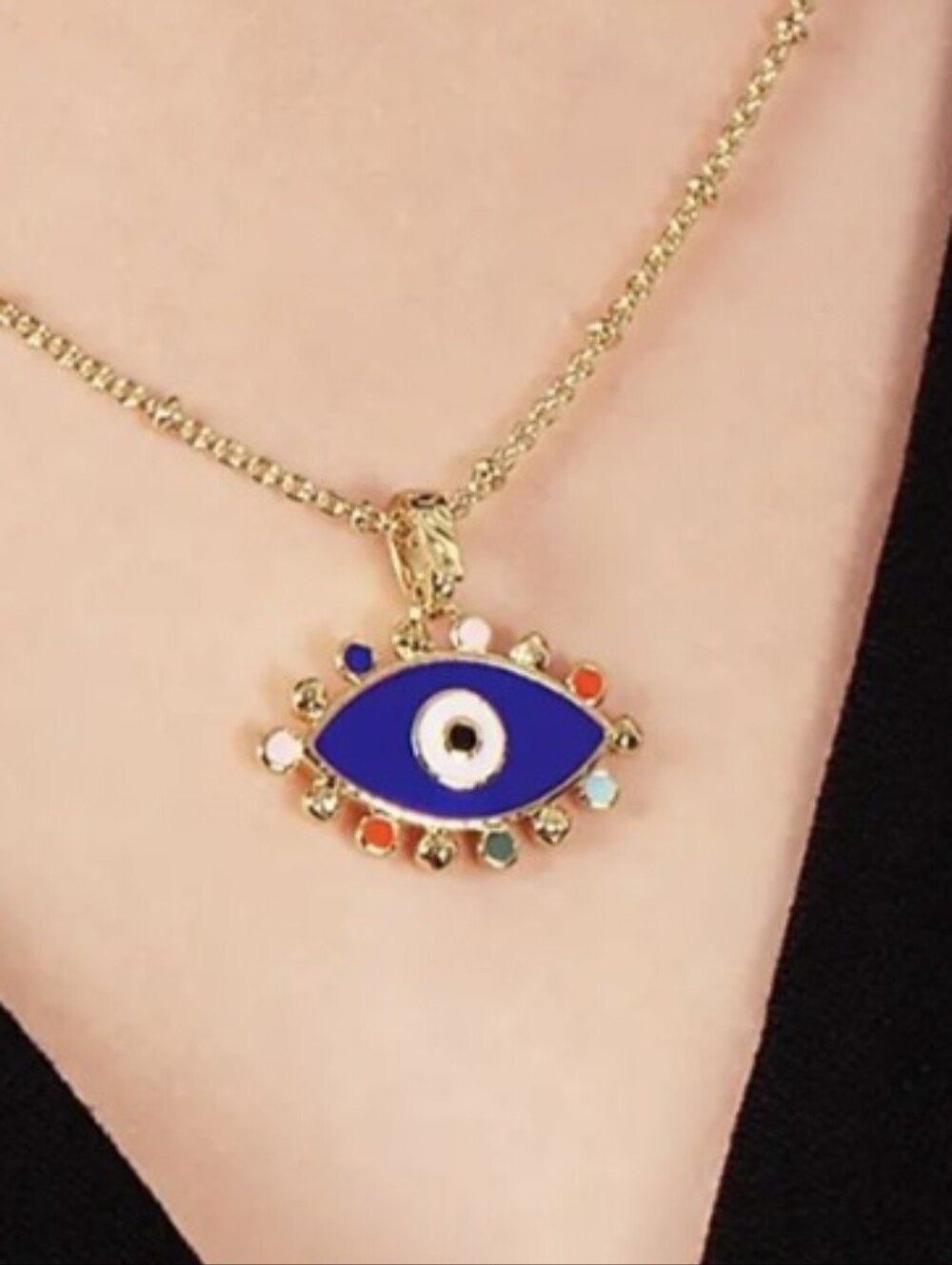 Anabel Aram Milos Evil Eye Charm Pendant – 18K Gold Plated Enamel | New in Box ✨